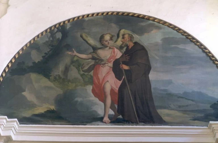 San Pafnuzio guidato da un angelo all'eremo di Sant'Onofrio - Oratorio di Sant'Onofrio, Lugo, Ravenna